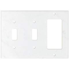 Italian Carrara White Marble Switch Plate Cover, Honed (DOUBLE TOGGLE ROCKER) - Tilefornia