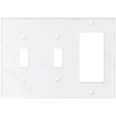Italian Carrara White Marble Switch Plate Cover, Polished (DOUBLE TOGGLE ROCKER) - Tilefornia