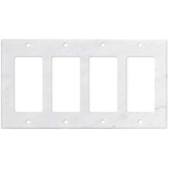 Italian Carrara White Marble Switch Plate Cover, Polished (4 ROCKER) - Tilefornia