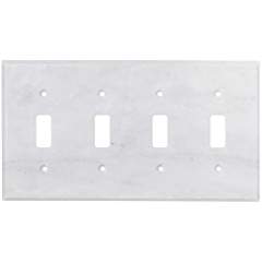 Italian Carrara White Marble Switch Plate Cover, Honed (4 TOGGLE) - Tilefornia