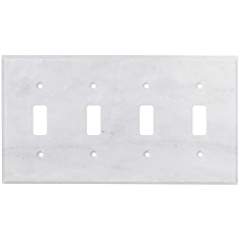 Italian Carrara White Marble Switch Plate Cover, Polished (4 TOGGLE) - Tilefornia