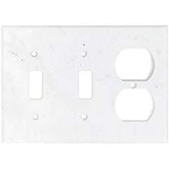 Italian Carrara White Marble Switch Plate Cover, Honed (DOUBLE TOGGLE DUPLEX) - Tilefornia