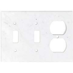 Italian Carrara White Marble Switch Plate Cover, Polished (DOUBLE TOGGLE DUPLEX) - Tilefornia