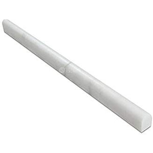 Oriental White (Eastern White) Marble 1/2 X 12 Pencil Liner Trim Molding, Honed - Tilefornia