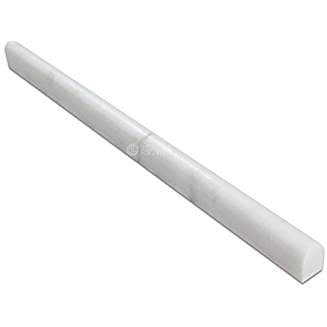 Oriental White (Eastern White) Marble 1/2 X 12 Pencil Liner Trim Molding, Polished - Tilefornia
