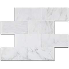 Oriental White - Eastern White Marble 3 X 6 POLISHED Subway - Brick Field Tile - Box of 5 sq. ft. - Tilefornia