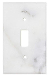 Italian Calacatta Gold Marble Switch Plate Cover, Honed (SINGLE TOGGLE) - Tilefornia