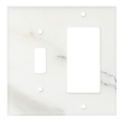 Italian Calacatta Gold Marble Switch Plate Cover, Honed (TOGGLE ROCKER) - Tilefornia