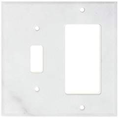 Italian Carrara White Marble Switch Plate Cover, Honed (TOGGLE ROCKER) - Tilefornia