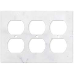 Italian Carrara White Marble Switch Plate Cover, Polished (3 DUPLEX) - Tilefornia