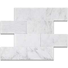 Oriental White - Eastern White Marble 3 X 6 HONED Subway - Brick Field Tile - 2-pcs. Sample Set - Tilefornia