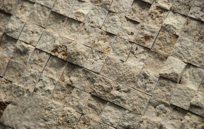 Light 1 X 1 Split Face Travertine Mosaic Tile - Tilefornia