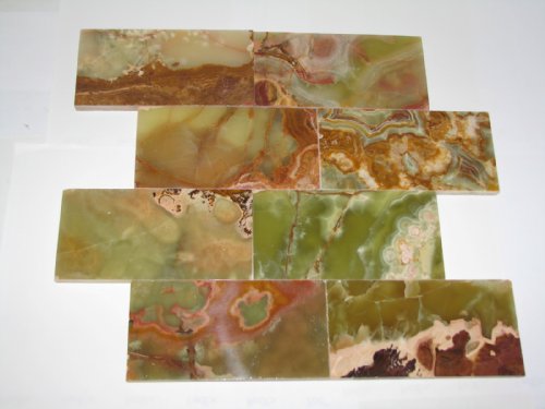 Multi Green Onyx Subway Brick 3x6 Polished Tiles for Backsplash, Shower Walls, Bathroom Floors - Tilefornia