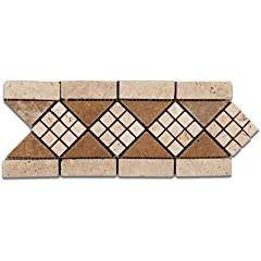 Ivory & Noce Travertine Trieste Tumbled Border / Listello - Box of 5 Pcs. - Tilefornia