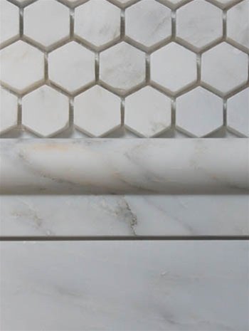 White Marble Hexagon 1x1 POLISHED Mosaic Tiles - 6x6 Sample Only - Tilefornia
