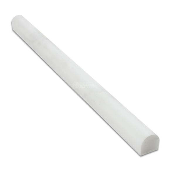 Crystal White Marble Polished Pencil Molding Trim Bullnose Liner 3/4