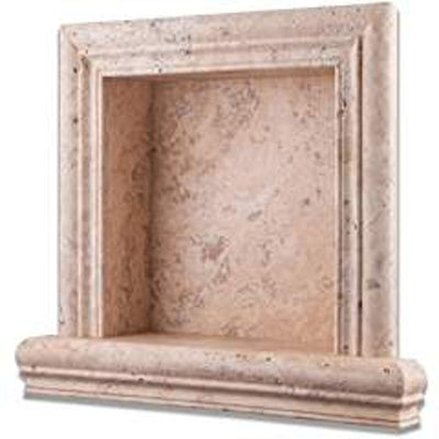Philadelphia Ivory Travertine Honed Hand-Made Custom Shampoo Niche - Small