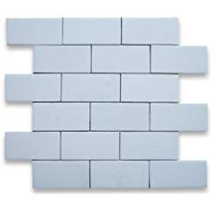 Thassos White Greek Marble 2 X 4 Brick Mosaic Tile, Honed - Tilefornia