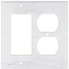 Italian Carrara White Marble Switch Plate Cover, Polished (ROCKER DUPLEX) - Tilefornia