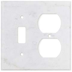 Italian Carrara White Marble Switch Plate Cover, Polished (TOGGLE DUPLEX) - Tilefornia