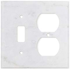 Italian Carrara White Marble Switch Plate Cover, Honed (TOGGLE DUPLEX) - Tilefornia