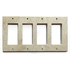 Ivory Light Travertine Switch Plate Cover (4 ROCKER) - Tilefornia