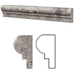 Silver (Pewter Blend) Travertine Honed 2 X 12 Chair Rail Ogee-1 Molding - Standard Quality - BOX of 15 PCS - Tilefornia
