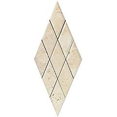 Ivory (Light) Travertine 3 X 6 Diamond (Rhomboid) Mosaic Tile, Honed and Deep Beveled - Tilefornia