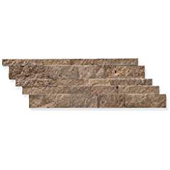 Noce Travertine 7 X 20 Stacked Ledger Wall Panel Tile, Split-faced (SMALL SAMPLE PIECE) - Tilefornia