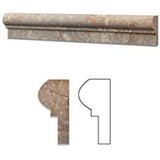 4" Sample piece of Rustic Travertine Honed 2 X 12 Chair Rail Ogee-1 Molding - Standard Quality - - Tilefornia