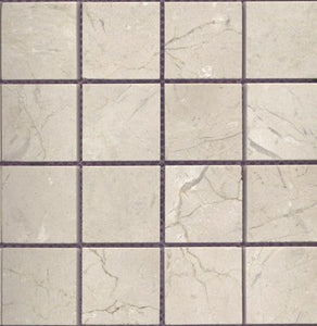 Crema Marfil 2"X2" Square Mosaic Polished Tile - 1 Sheet - Tilefornia