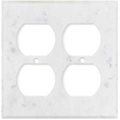 Italian Carrara White Marble Switch Plate Cover, Polished (2 DUPLEX) - Tilefornia