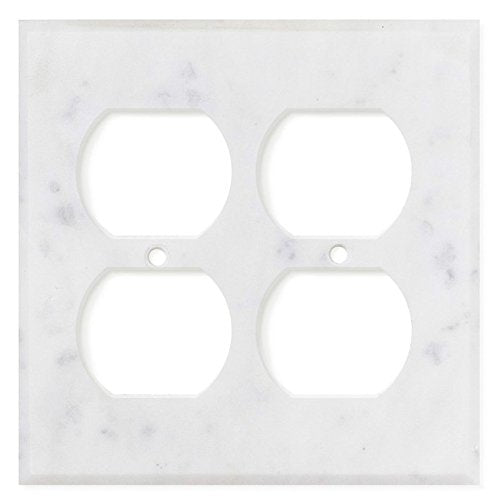 Italian Carrara White Marble Switch Plate Cover, Honed (2 DUPLEX) - Tilefornia