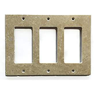 Turkish Walnut Travertine Real Stone Switch Plate Cover, Honed-3 ROCKER - Tilefornia