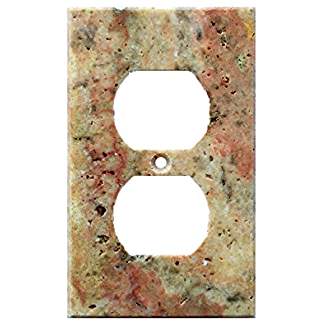 Scabos Travertine single (1-gang) duplex wall plate, honed
