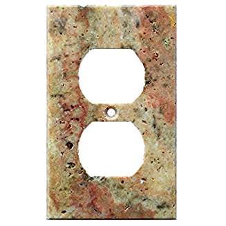 Turkish Scabos Travertine Real Stone Switch Plate Cover, Honed-SINGLE DUPLEX - Tilefornia