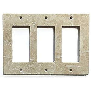 Turkish Ivory Travertine Real Stone Switch Plate Cover, Honed-3 ROCKER - Tilefornia