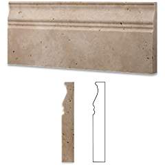 Ivory / Light Travertine Honed 5 X 12 Baseboard Trim Molding - 4" Sample - Tilefornia