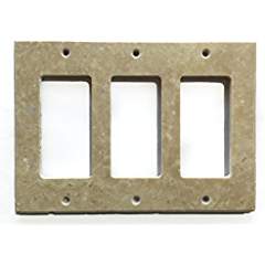 Light Walnut Travertine Switch Plate Cover (3 ROCKER) - Tilefornia