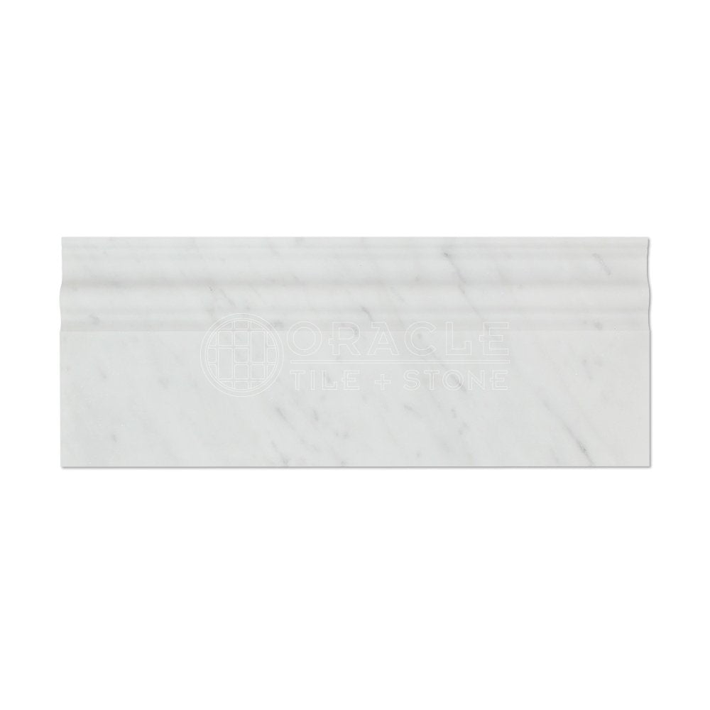 Carrara White Italian (Bianco Carrara) Marble Baseboard Trim Molding, Honed - Tilefornia