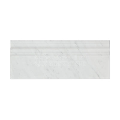 White Carrara Marble Baseboard Trim, Honed