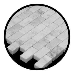 Carrara Marble Italian White Bianco Carrera Mini Brick Mosaic Tile Polished - Tilefornia