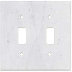 Italian Carrara White Marble Switch Plate Cover, Honed (2 TOGGLE) - Tilefornia