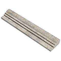 Silver Travertine OG-2 Double-Step Chair Rail Molding Trim, Honed (LOT of 5 PCS.) - Tilefornia