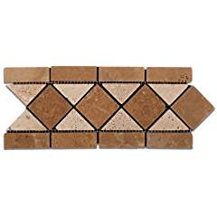 Noce & Ivory Travertine Trojan Tumbled Border / Listello - Box of 5 Pcs. - Tilefornia