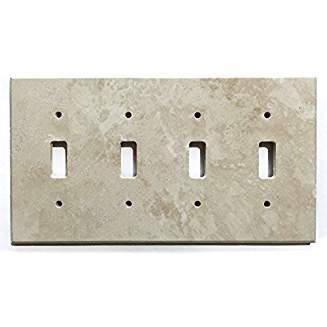 Turkish Ivory Travertine Real Stone Switch Plate Cover, Honed-4 TOGGLE - Tilefornia