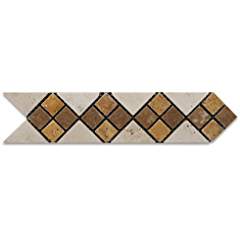 Mixed Travertine Tumbled Arrow Border Listello Liner - 6" Sample - Tilefornia
