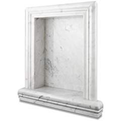 Italian Carrara White Marble Hand-Made Polished Shampoo Niche / Shelf - LARGE - Tilefornia