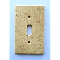 Light Walnut Travertine Switch Plate Cover Toggle - 2.75 X 4.5 IN - Tilefornia