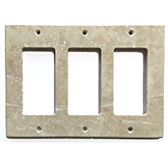 Ivory Light Travertine Switch Plate Cover (3 ROCKER) - Tilefornia